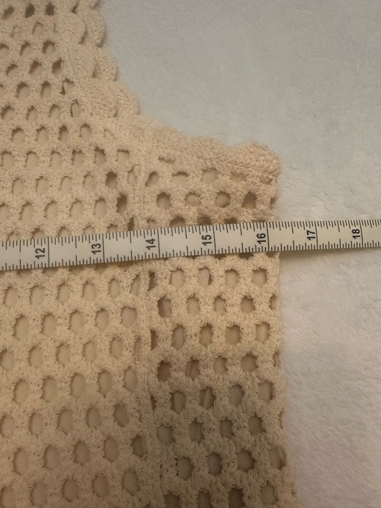 Adiva Crochet Tank Top Medium Cream Boho Crochet Sleeveless Summer - Picture 3 of 7